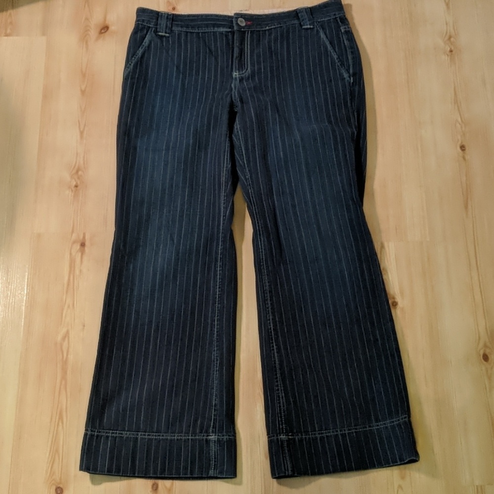 Banana Republic Navy Pinstripe Wide-Leg Jeans